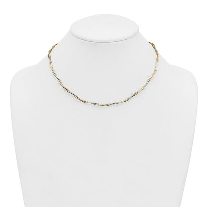 14K Two-Tone Gold Two-tone Polished Twisted Round Omega 17 Inch Necklace