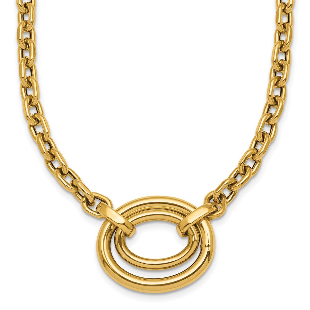 14K Yellow Gold Polished Double Oval 17.5 Inch Fancy Necklace Plus 0.5 Inch Extender