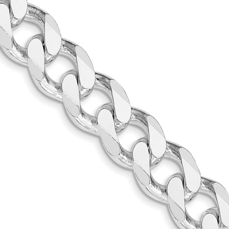 Sterling Silver Rhodium-plated 13mm Curb 28 Inch Chain
