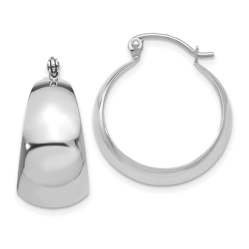 14K White Gold 10.5x23mm Polished Tapered Hoop Earrings