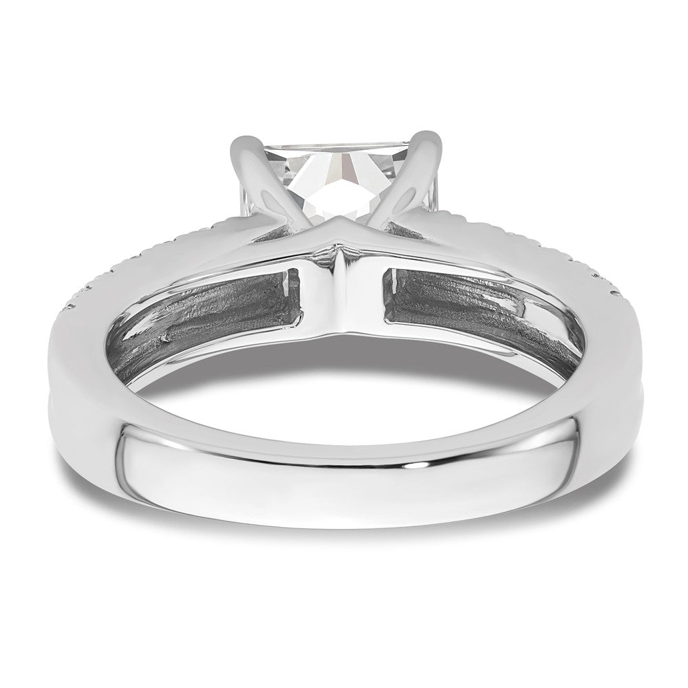 14K White Gold 1/2 carat Lab Grown Diamond VS/SI+ G+ 1 1/2 carat Princess Center Semi Mount Engagement Ring
