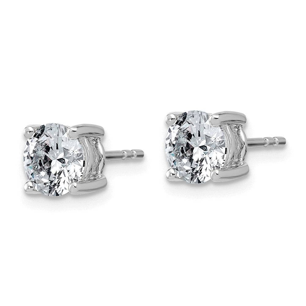 14K White Gold 2 carat Lab Grown Diamond VS+ F+ Round Complete Four Prong Lightweight Stud Earrings