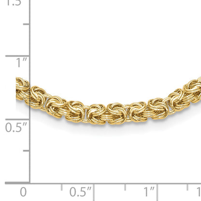 14K Yellow Gold Polished 4.25mm Fancy Byzantine Link 18 Inch Necklace