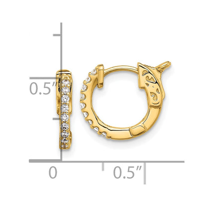 14K Yellow Gold .18 carat Diamond Round Hoop w/Safety Clasp Earrings