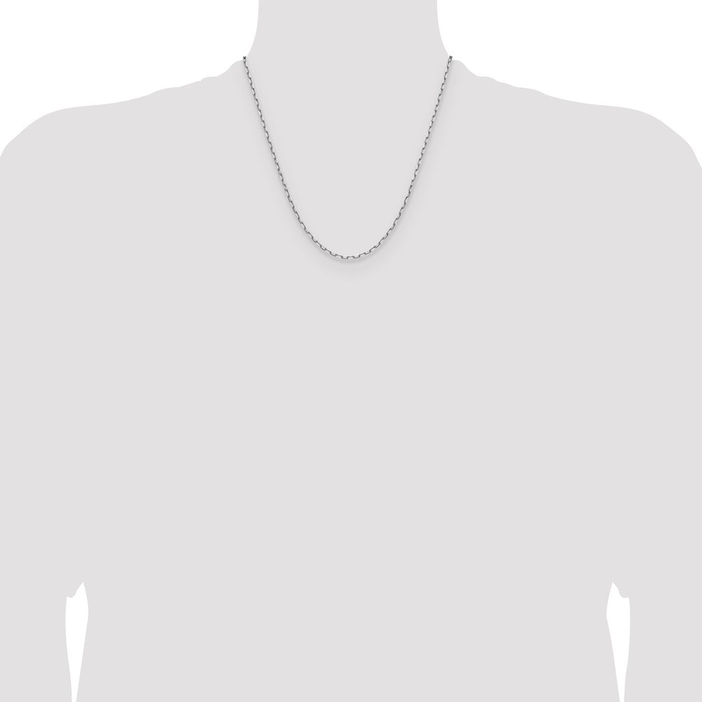 14K White Gold 2.1mm Solid Beveled Paperclip 20 Inch Chain