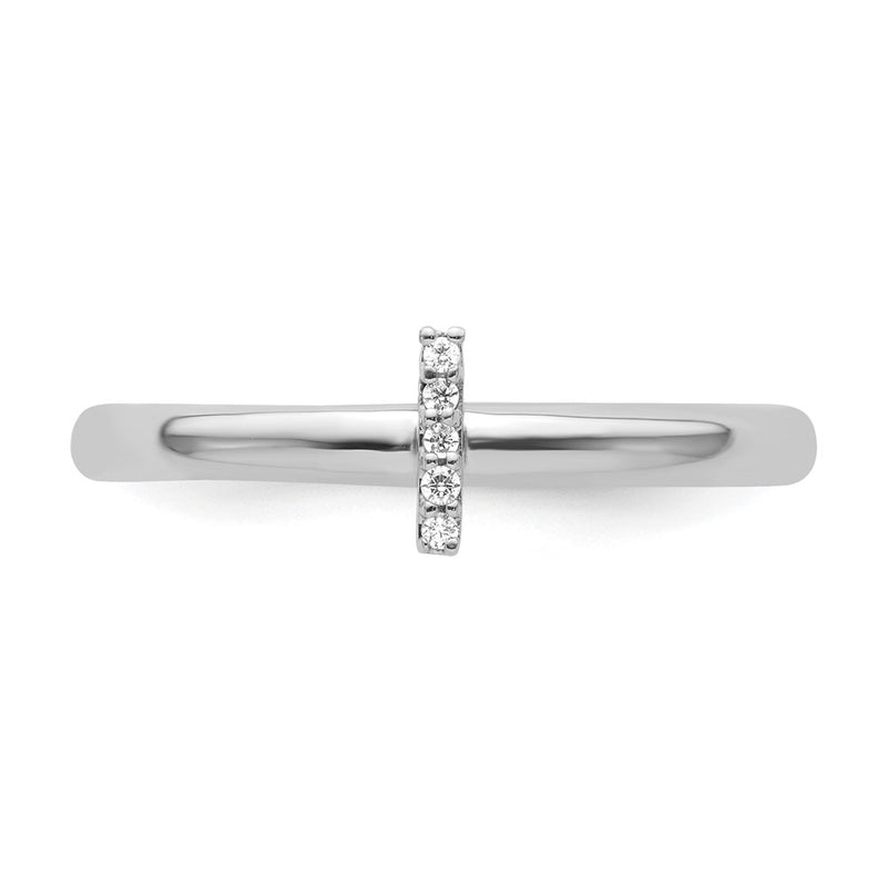 14K White Gold Stackable Diamond Initial I Size 7 Ring