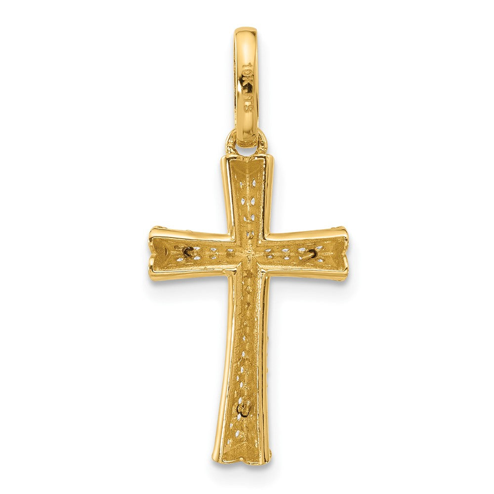 14K Two-Tone Gold Two-tone Polished CZ Crucifix with Heart Ends Pendant