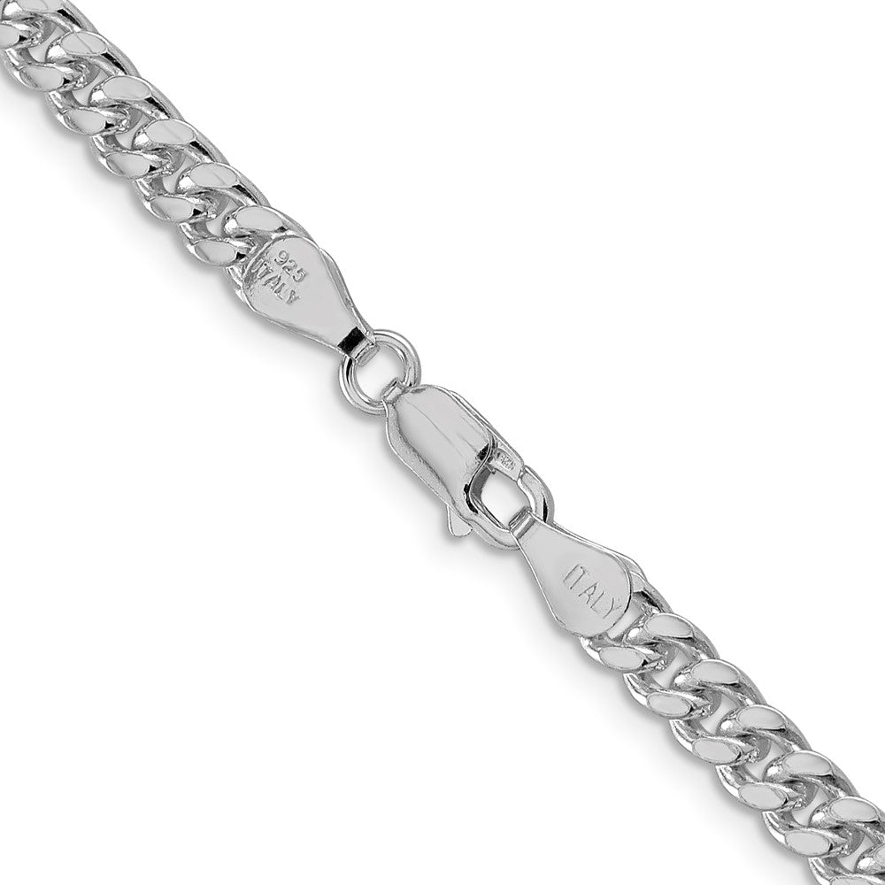 Sterling Silver Rhodium-plated 5mm Domed w/ Side D/C Curb 26 Inch Chain