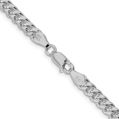 Sterling Silver Rhodium-plated 5mm Domed w/ Side D/C Curb 26 Inch Chain