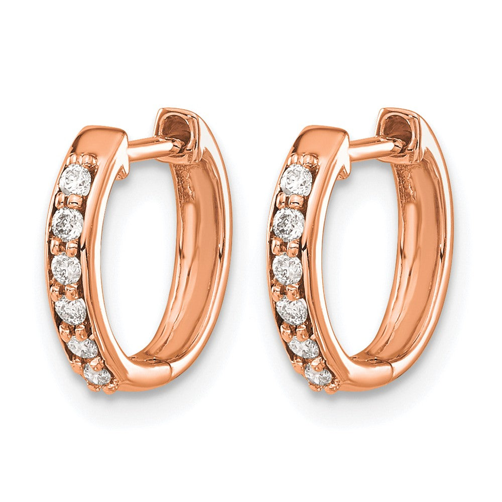 14K Rose Gold 1/8 carat Diamond Hinged Hoop Earrings