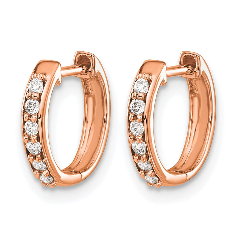 14K Rose Gold 1/8 carat Diamond Hinged Hoop Earrings