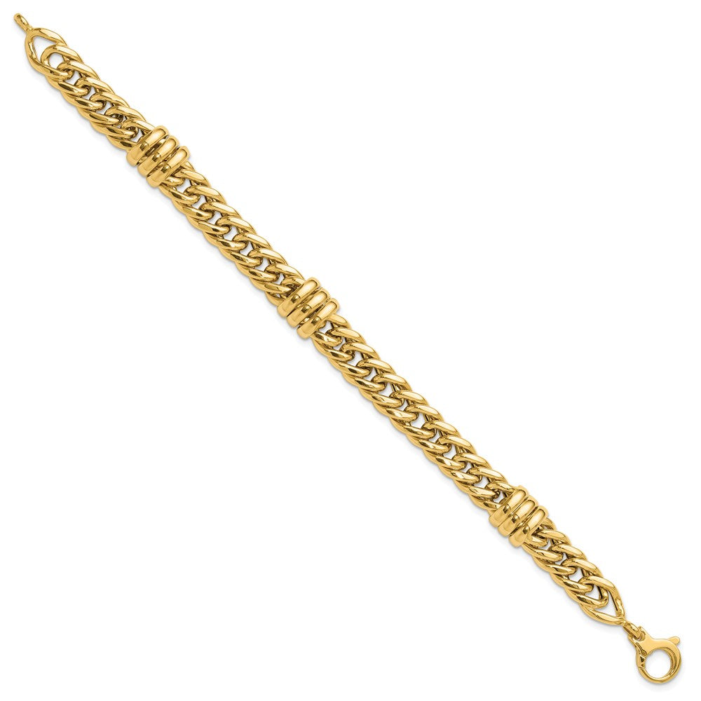 14K Yellow Gold Polished 10mm Fancy Curb Link Chain Bracelet
