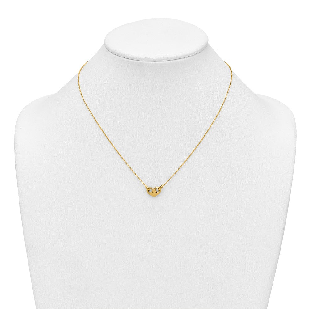 14K Yellow Gold Polished Heart 18 Inch Necklace