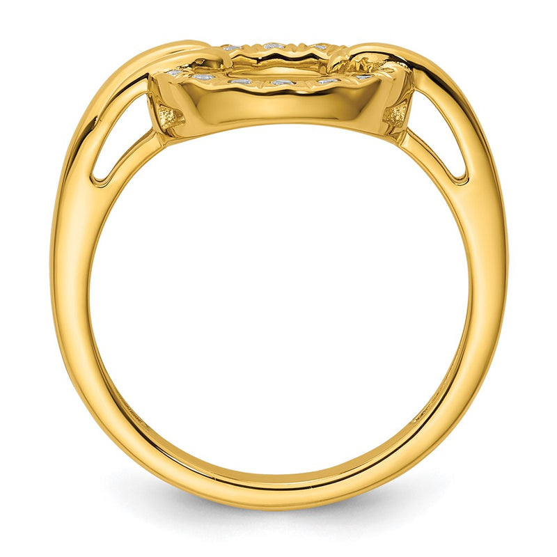 14K Yellow Gold Polished Diamond Open Circle Fashion Ring