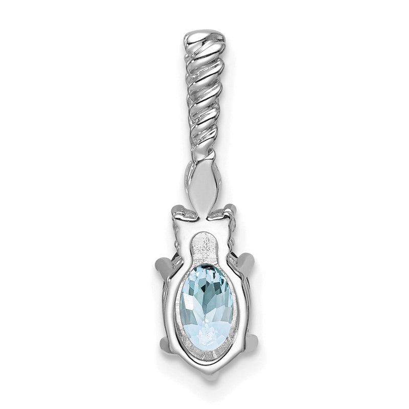 14K White Gold Diamond and 7x5 Oval March/Aquamarine Twisted Chain Slide
