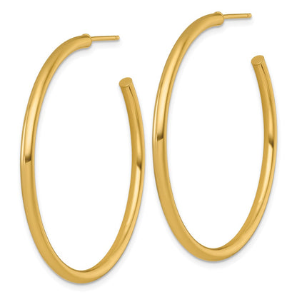 14K Yellow Gold Polished 2.5 x 45mm Tube C-Hoop Post Earrings