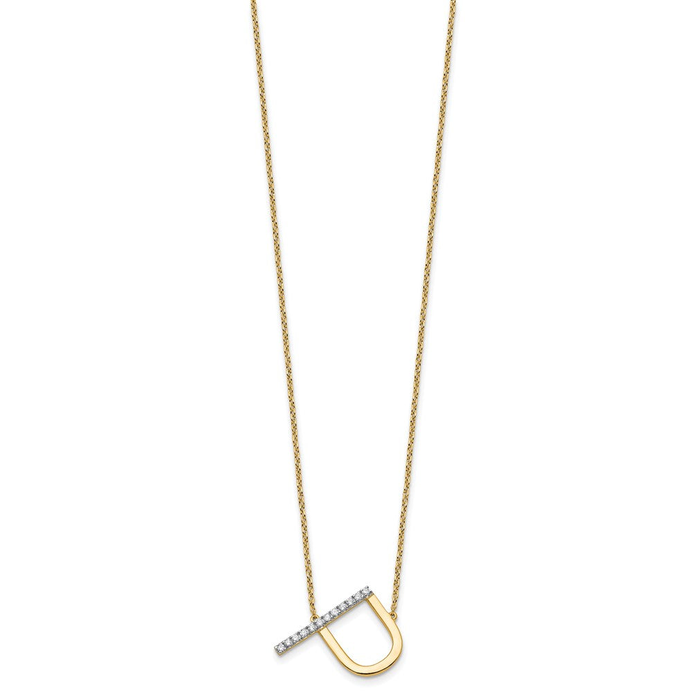 14K Yellow Gold Sideways Diamond Initial P 18 Inch Necklace