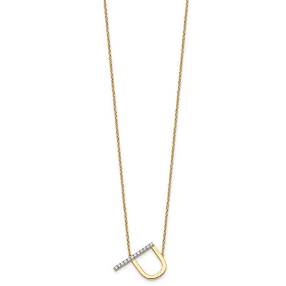 14K Yellow Gold Sideways Diamond Initial P 18 Inch Necklace