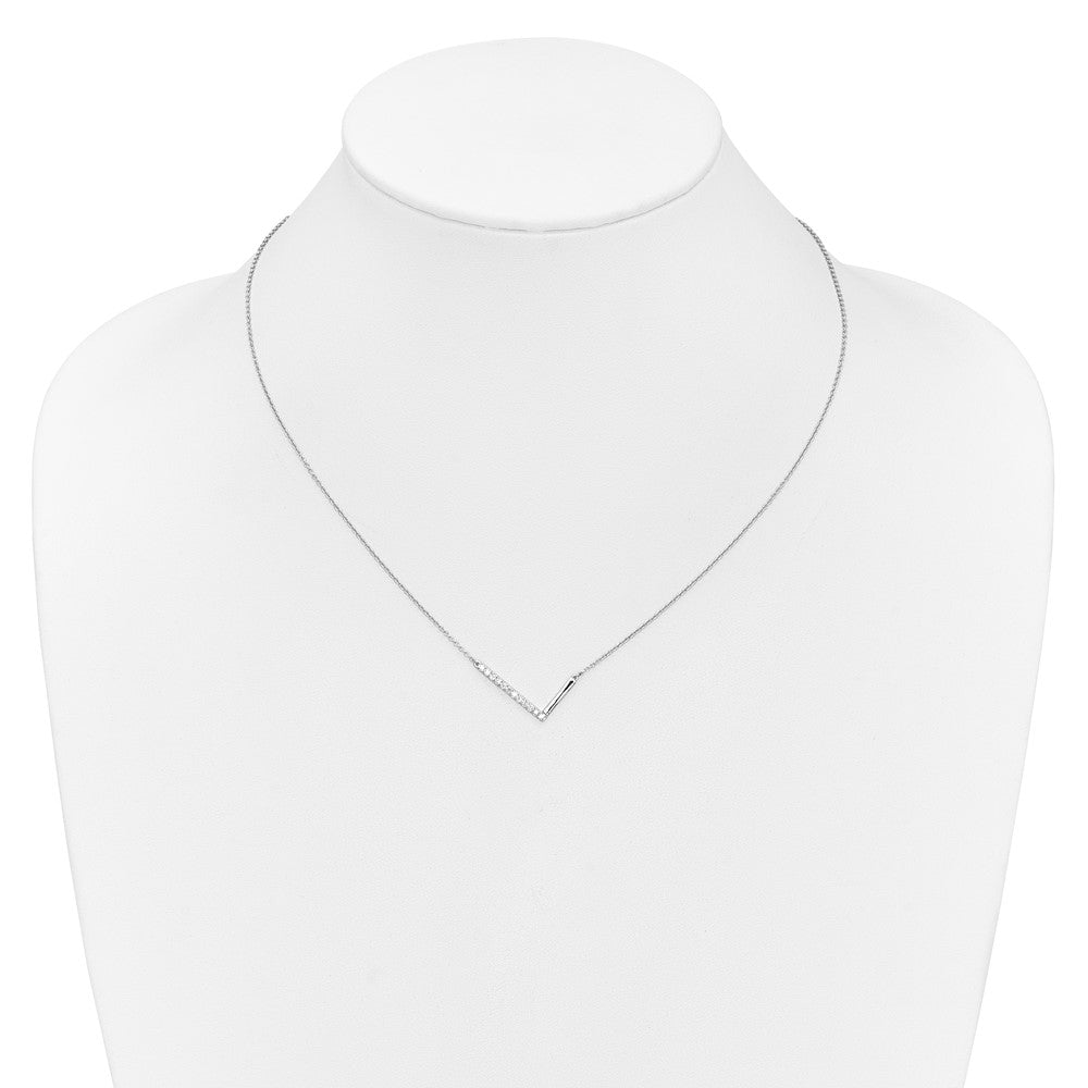 14K White Gold Sideways Diamond Initial L 18 Inch Necklace