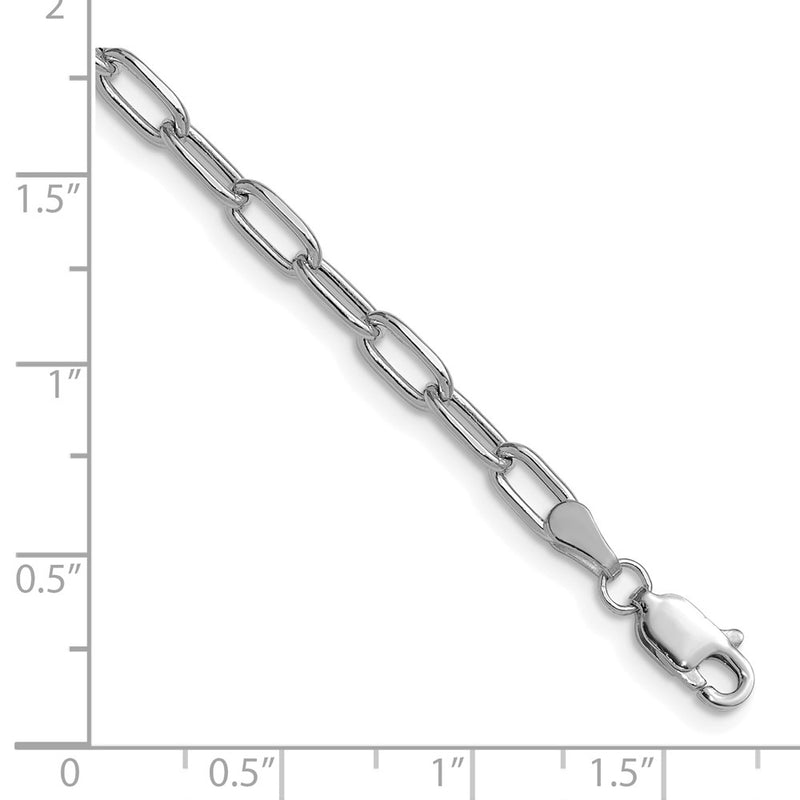 14K White Gold 3.7mm Semi-Solid Beveled Paperclip 8 Inch Chain