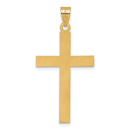 14K Yellow Gold Florentine Satin Cross Pendant