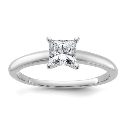 14K White Gold 3/4 carat Certified Lab Grown Diamond VS+ F+ Princess Complete Solitaire Engagement Ring