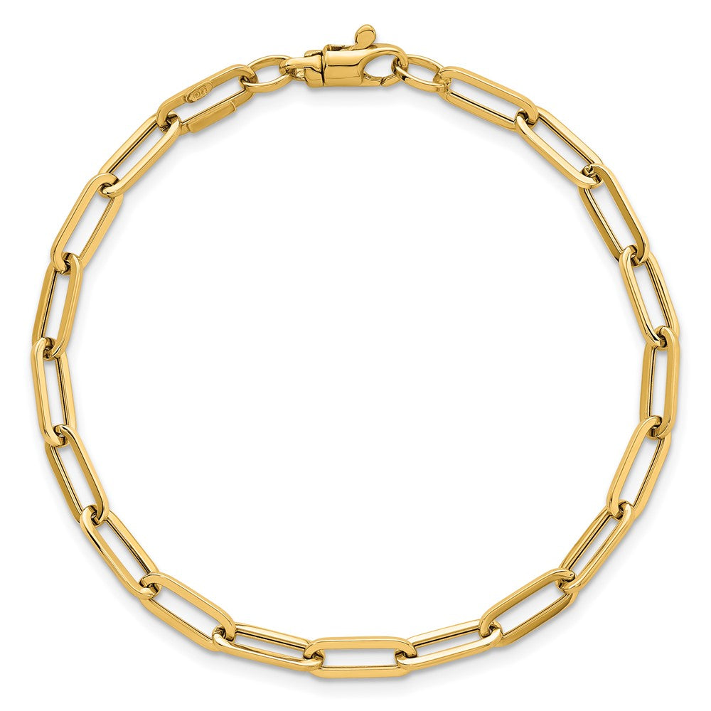 14K Yellow Gold Polished 4mm Paperclip Link 7.5 Inch Bracelet