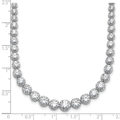 14K White Gold 10 1/20 carat Lab Grown Diamond VS/SI+ G+ Complete Round 16 Inch Graduated Tennis Necklace