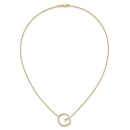14K Yellow Gold Sideways Diamond Initial G 18 Inch Necklace