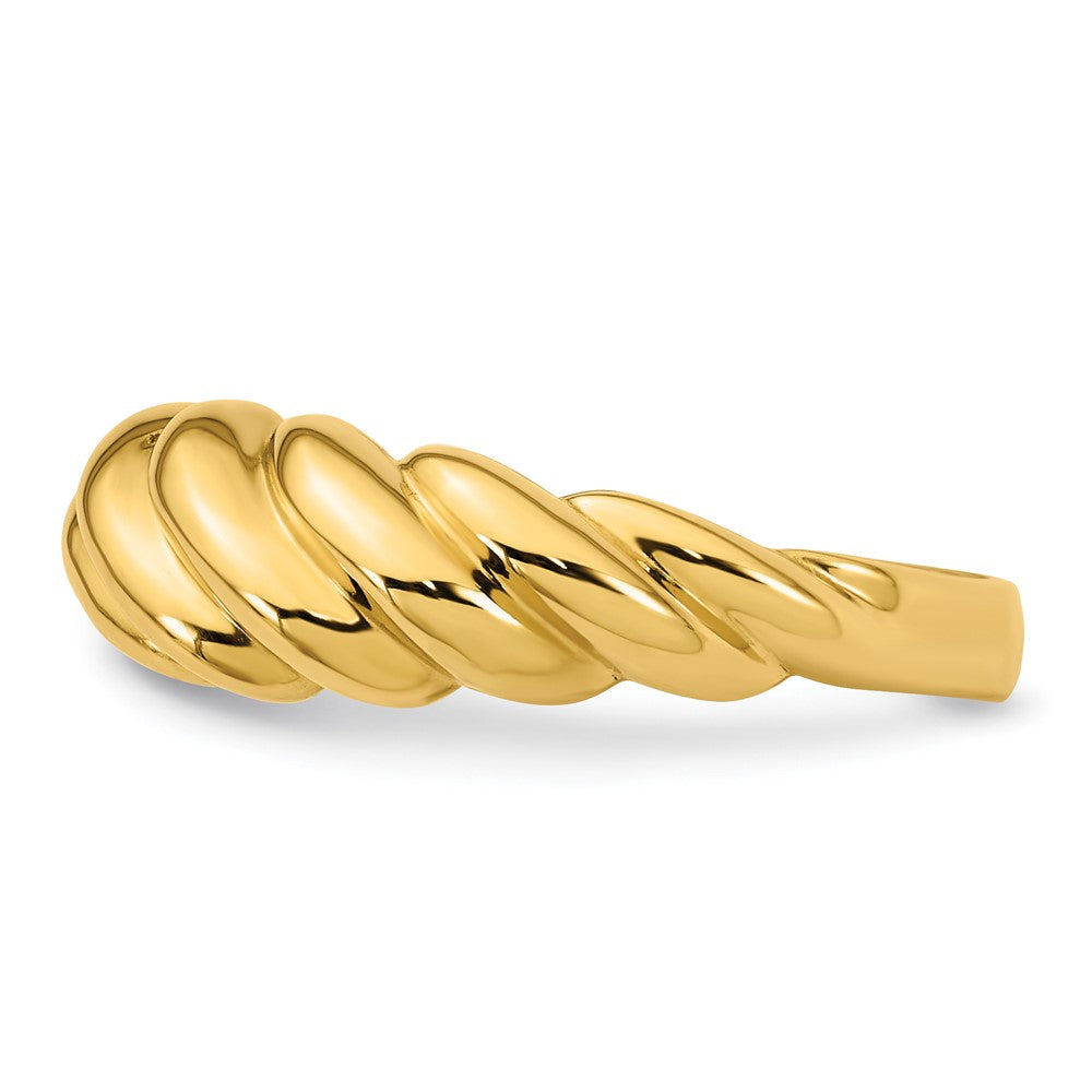 14K Yellow Gold Polished Twisted Domed Size 7 Ring