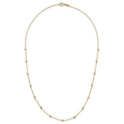 14K Yellow Gold Polished Cube Bead 17 Inch Station Necklace