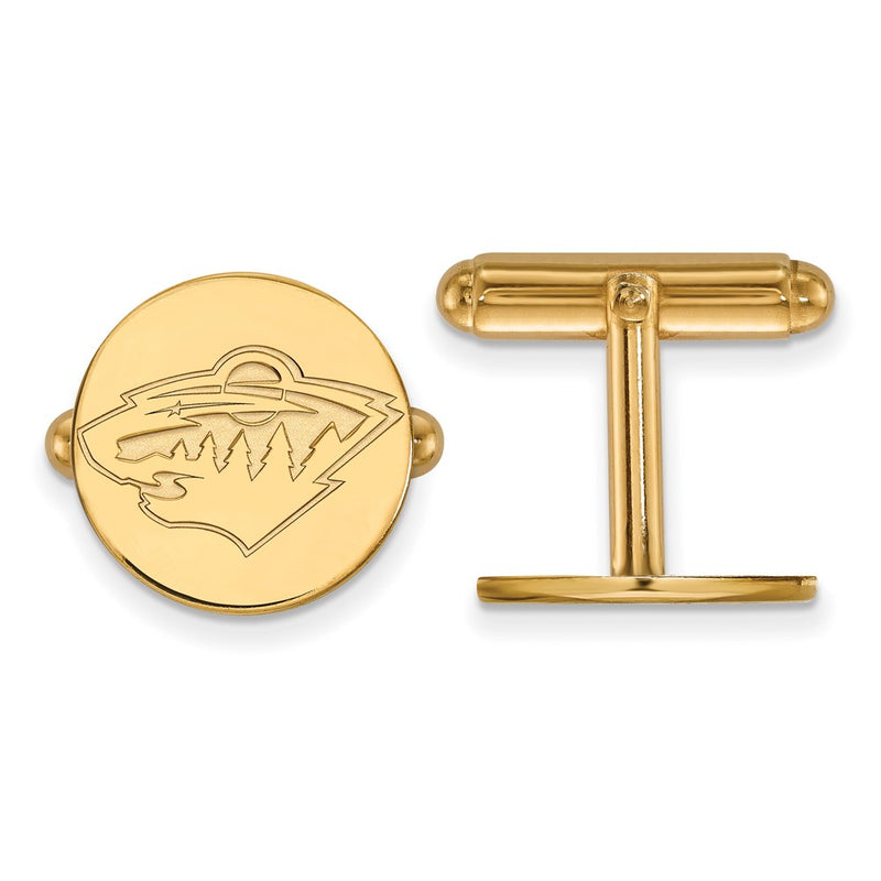 14K Yellow Gold Gold NHL LogoArt Minnesota Wild Cuff Links