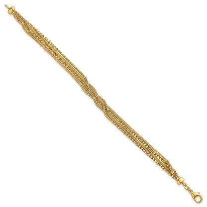 14K Yellow Gold Textured Woven Mesh Fancy Chain Bracelet