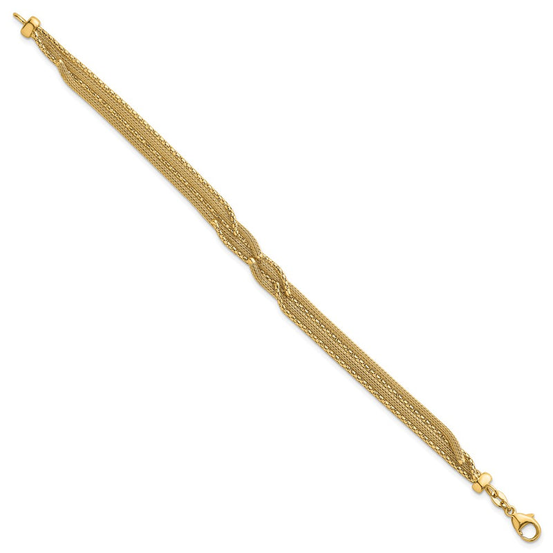 14K Yellow Gold Textured Woven Mesh Fancy Chain Bracelet