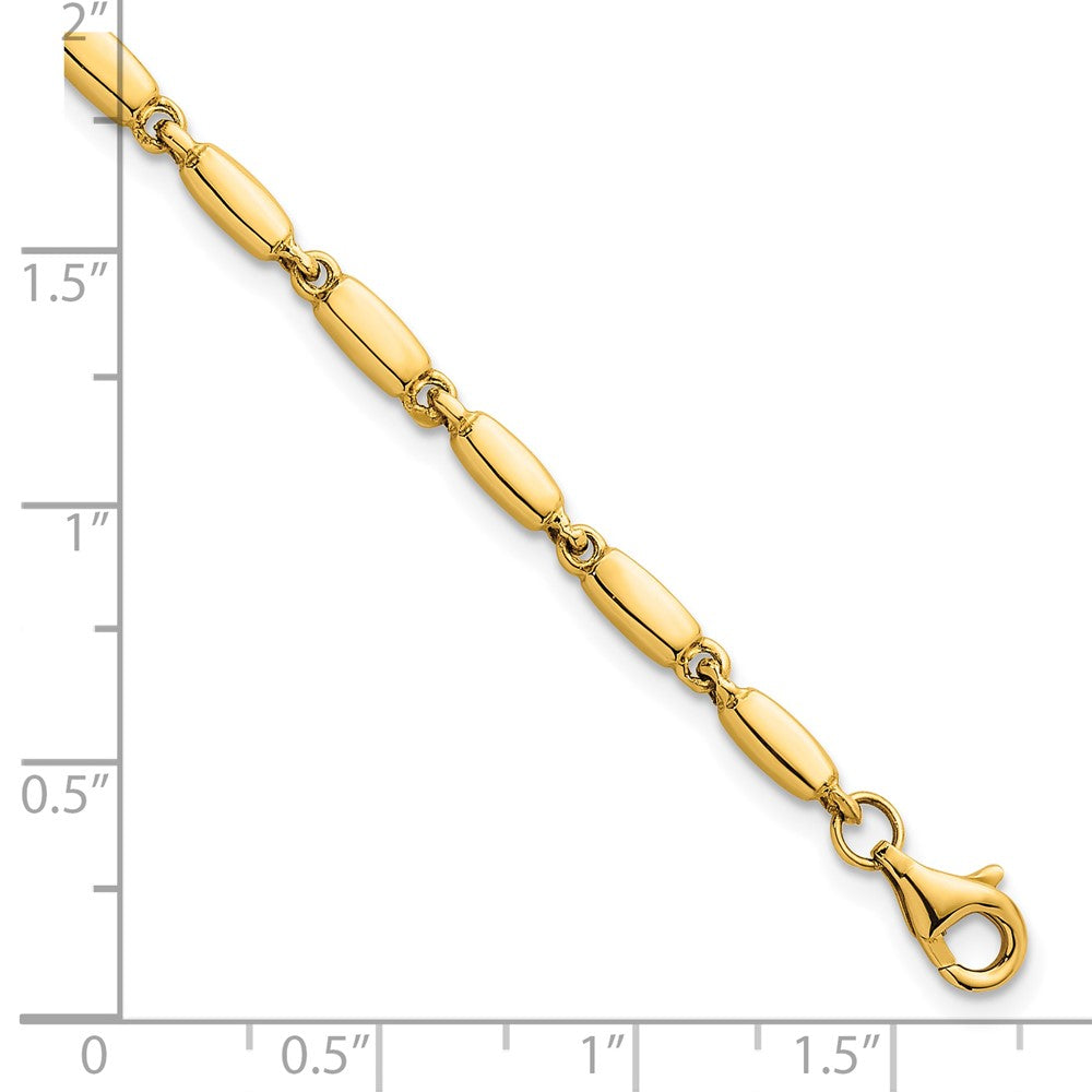 14K Yellow Gold Polished 3mm Fancy Bar Link 7.5 Inch Bracelet