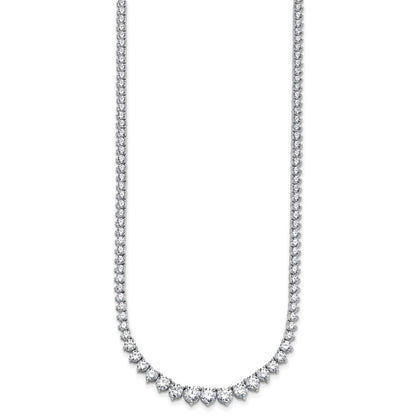 14K White Gold 15 1/10 carat Certified Lab Grown Diamond VS/SI+ G+ Complete Round 16 Inch Graduated Tennis Necklace