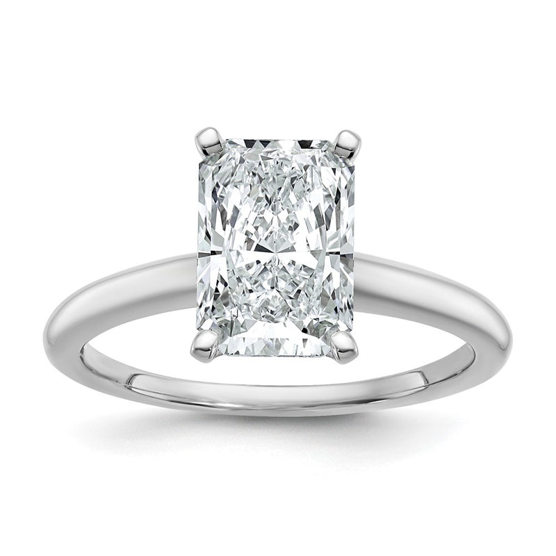 14K White Gold 2 1/2 carat Certified Lab Grown Diamond VS+ F+ Radiant Solitaire Complete Engagement Ring