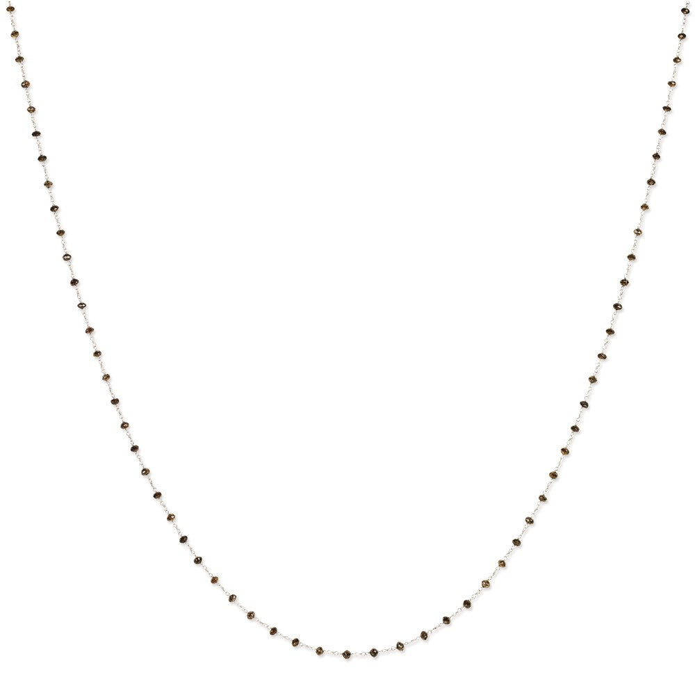 14K White Gold Coffee Brown Diamond Briolette 24 Inch Necklace