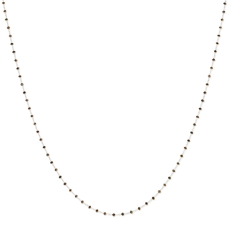 14K White Gold Coffee Brown Diamond Briolette 24 Inch Necklace