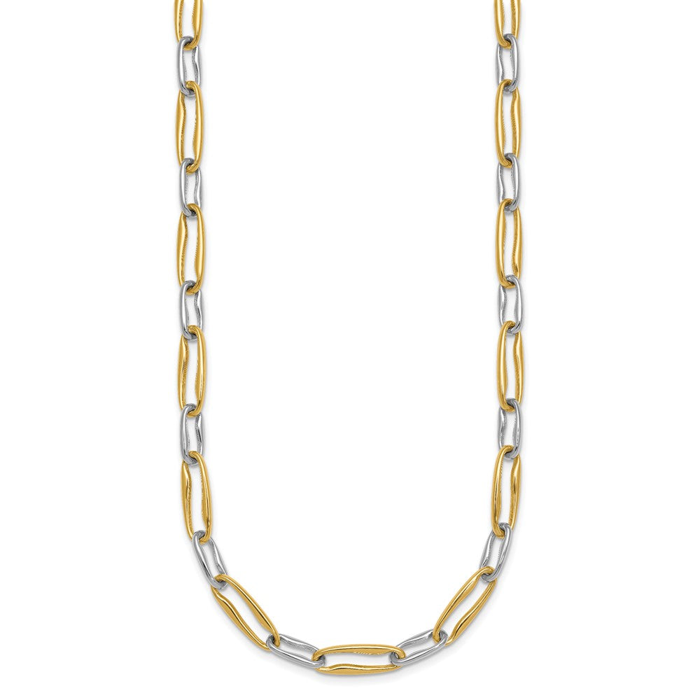 14K Two-Tone Gold Two-tone Polished 5.75mm Fancy Long Link 18 Inch Necklace