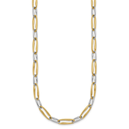 14K Two-Tone Gold Two-tone Polished 5.75mm Fancy Long Link 18 Inch Necklace