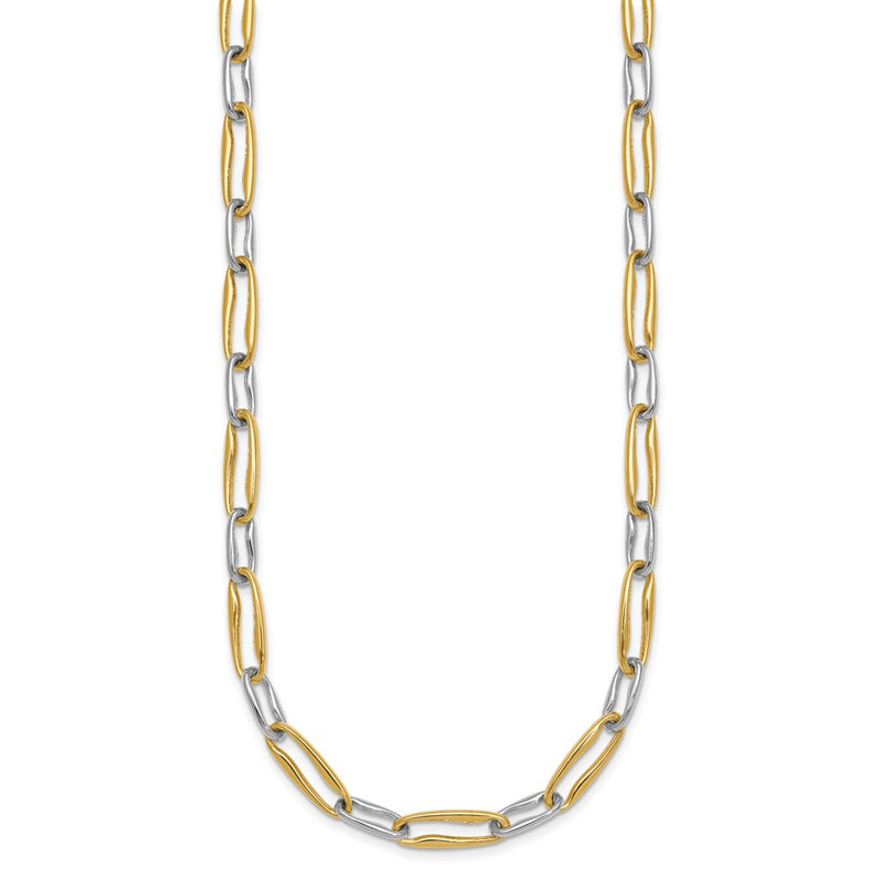 14K Two-Tone Gold Two-tone Polished 5.75mm Fancy Long Link 18 Inch Necklace
