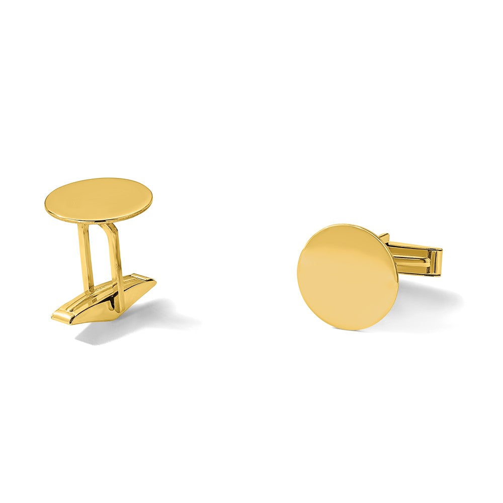 14K Yellow Gold Men's Circular Polished Cuff Links