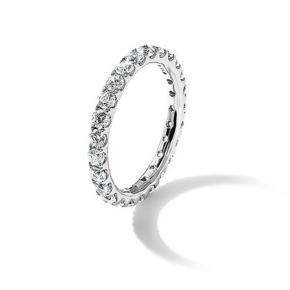 True Origin 14K White Gold 1 carat Lab Grown Diamond VS+ F+ Size 9 Complete Eternity Wedding Band Ring