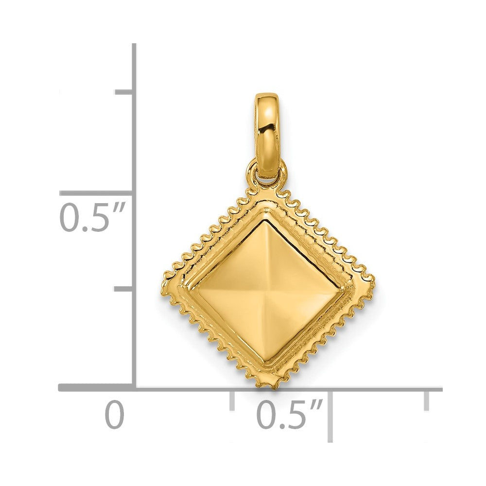 14K Yellow Gold Fancy Ravioli Charm