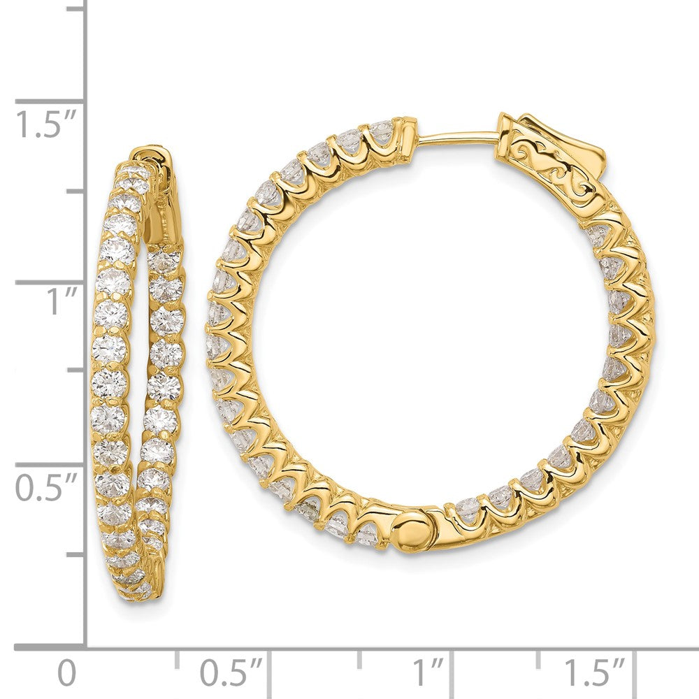 14K Yellow Gold 2.9 carat Diamond In/Out Hoop w/Safety Clasp Earrings