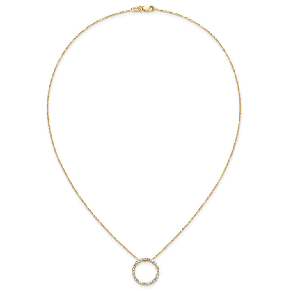 14K Yellow Gold Polished 1/2 carat Diamond Circle 18 Inch Necklace