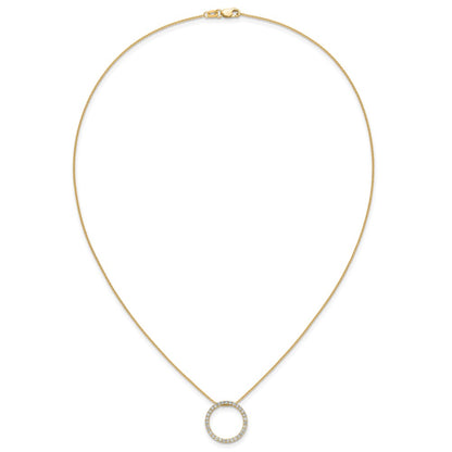 14K Yellow Gold Polished 1/2 carat Diamond Circle 18 Inch Necklace