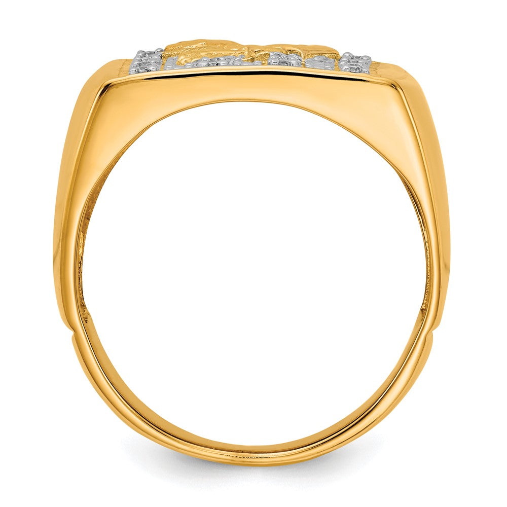 14K Yellow Gold & Rhodium Men's .10ct Diamond Eagle Ring