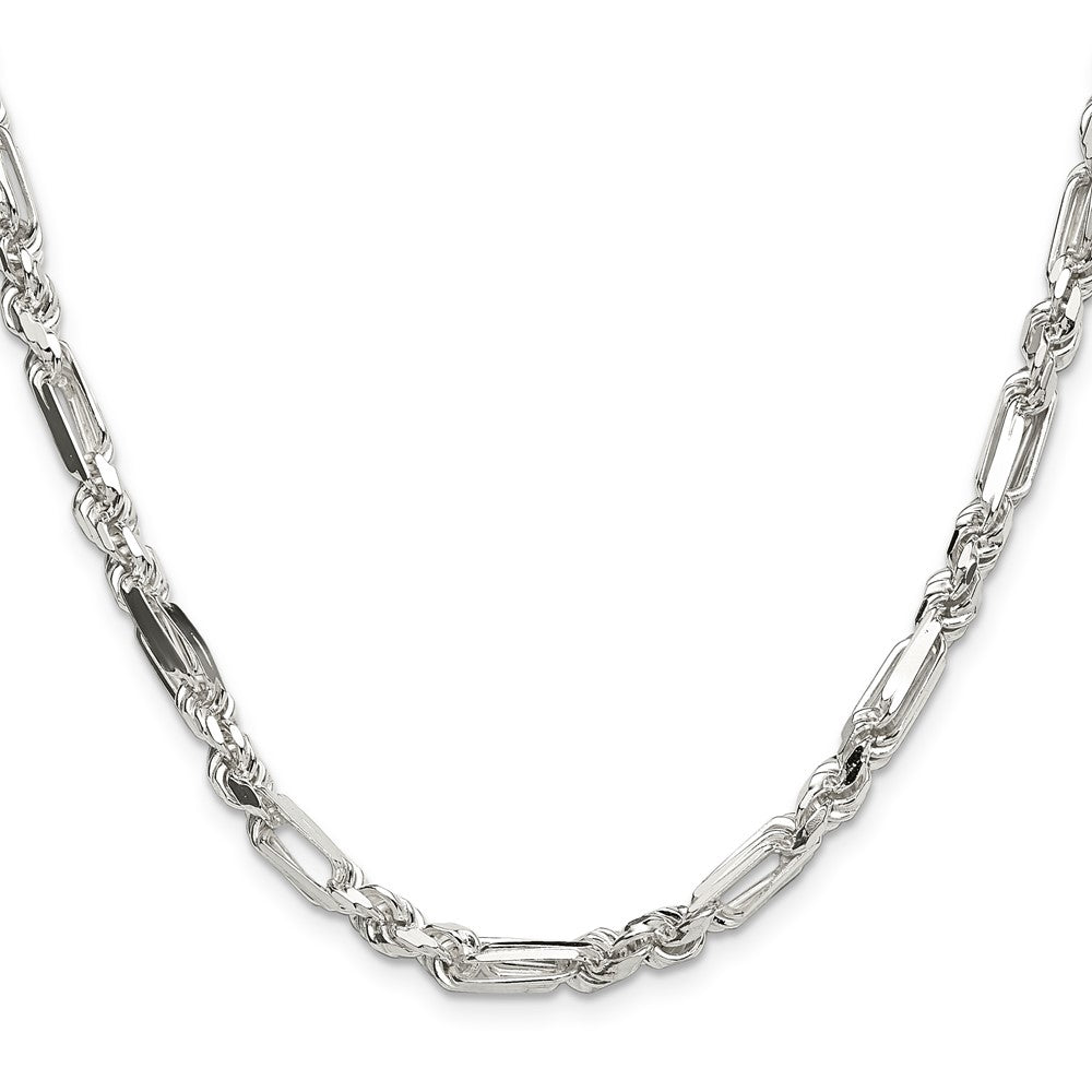Sterling Silver 4.75mm D/C Figarope 26 Inch Chain